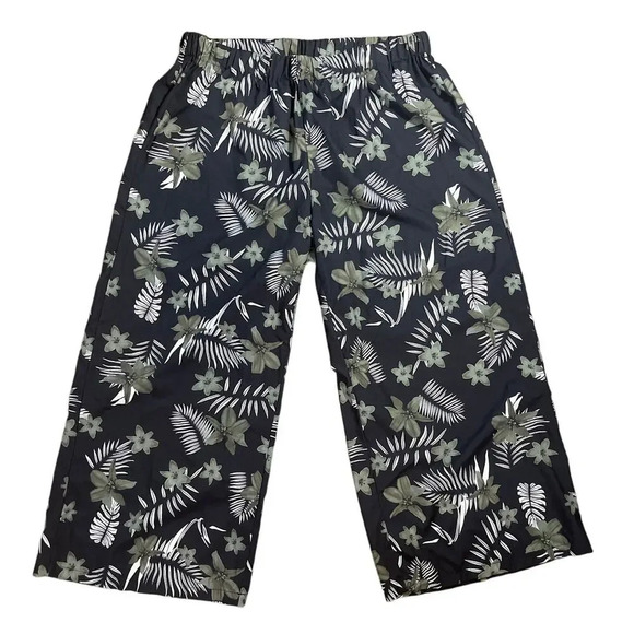 SHEIN Pants - Shein Black Tropical Print High Waist Wide Leg Pant Women's Size 4XL
